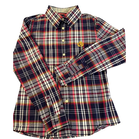 No Brand Tops - Womens Plaid Button-Up Long Sleeve Shirt Boyfriend Style Classic Collar Multicol